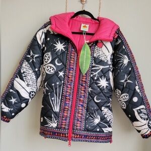 NWT Farm Rio Puffer Coat NWT Cerrado Sky reversible size small